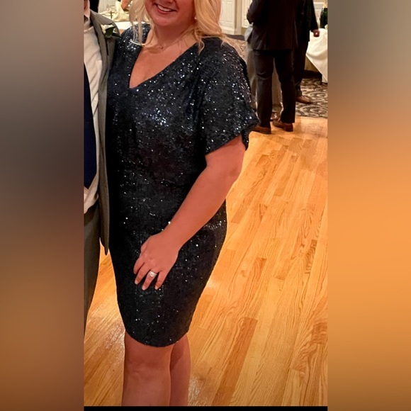 Vince camuto blue sequin cocktail dress - Picture 3 of 13